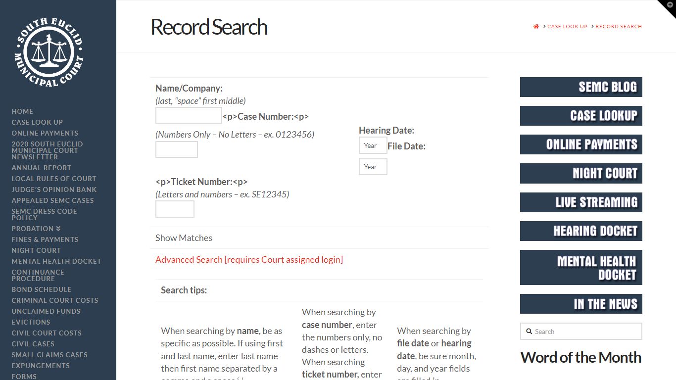 Record Search | South Euclid Court